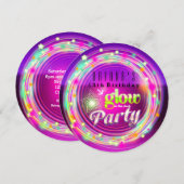 Invitation Cartons d'invitation à une fête d'anniversaire Glo (Devant / Derrière)