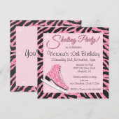 Invitation Cartons d'invitation à une fête de patinage sur gl (Devant / Derrière)