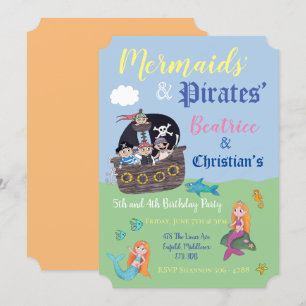 Invitation Cartons d'invitation à une fête de sirène et de pi