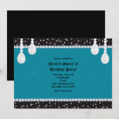 Invitation Cartons d'invitation à une fête Teal Turquoise et  (Devant / Derrière)
