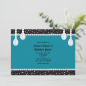 Invitation Cartons d'invitation à une fête Teal Turquoise & G (Debout devant)