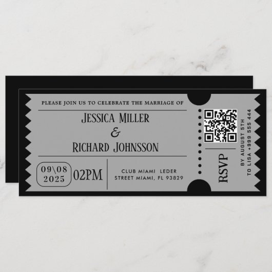 Invitation Cartons d'invitation à une soirée Black And Wait (Devant / Derrière)