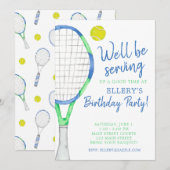 Invitation Cartons d'invitation à une soirée de tennis en ble (Devant / Derrière)
