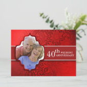 Invitation cartons d'invitation anniversaire avec photo rouge (Debout devant)