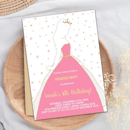 Invitation Cartons d'invitation anniversaire Princesse Rose P
