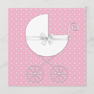 Invitation Cartons d'invitation Baby Shower à pois roses