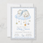 Invitation Cartons d'invitation Baby Shower éléphant gris ble (Devant)