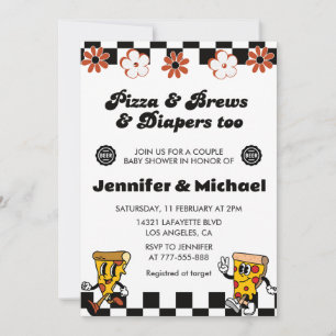 Invitation Cartons d'invitation Baby Shower Pizza Bière Couch