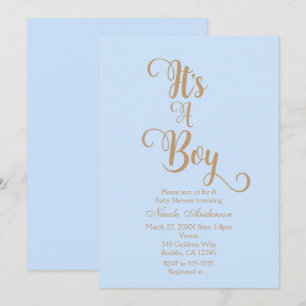 Invitation Cartons d'invitation Baby Shower pour garçon bleu 