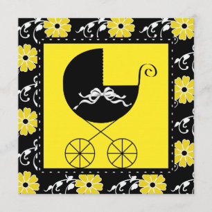 Invitation Cartons d'invitation bébé Fille Garçon Noir Jaune