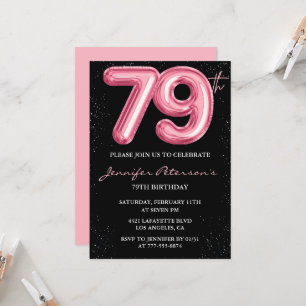 Invitation Cartons d'invitation Black Pink 79e anniversaire B