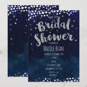 Invitation Cartons d'invitation bleu et argent étoilé pour do