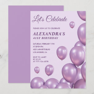 Invitation Cartons d'invitation chic 41e anniversaire Ballons