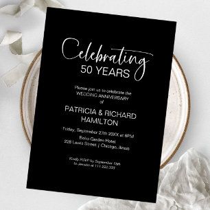 Invitation Cartons d'invitation chic pour les 50 ans de maria