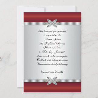 Invitation Cartons d'invitation cocktail argent et rouge