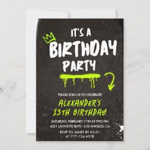 Invitation Cartons d'invitation d'anniversaire 13 ans garçon