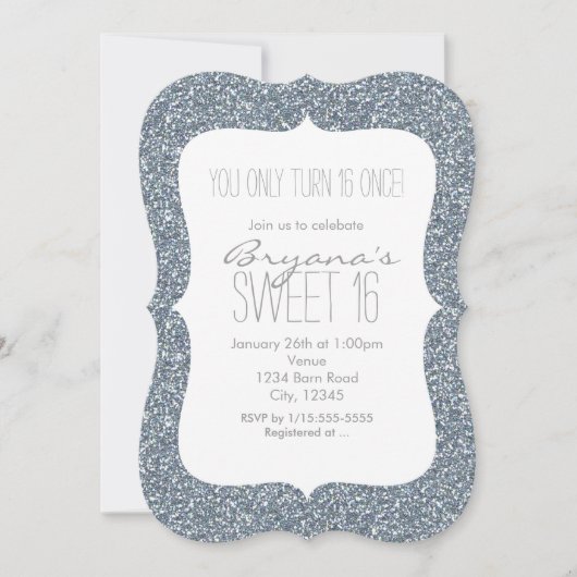 Invitation Cartons d'invitation d'anniversaire 16 ans Glamour (Devant)