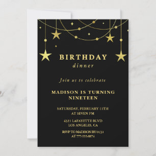 Invitation Cartons d'invitation d'anniversaire 19 ans noirs É