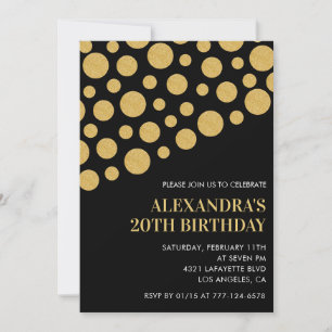Invitation Cartons d'invitation d'anniversaire 20 ans noirs C