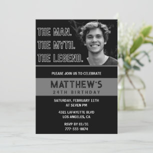 Invitation Cartons d'invitation d'anniversaire 24 ans noirs T