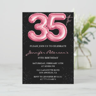 Invitation Cartons d'invitation d'anniversaire 35 ans Rose Gl