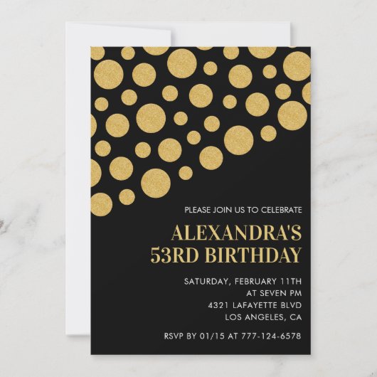 Invitation Cartons d'invitation d'anniversaire 53 ans noirs C (Devant)