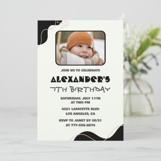 Invitation Cartons d'invitation d'anniversaire 7 ans garçon s (Debout devant)
