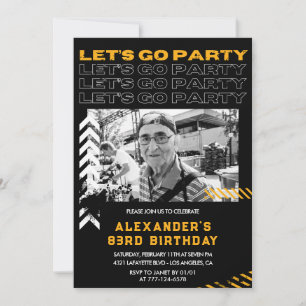 Invitation Cartons d'invitation d'anniversaire 83 ans noir Ho