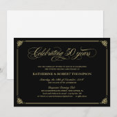 Invitation Cartons d'invitation d'anniversaire de 50 ans noir (Devant / Derrière)