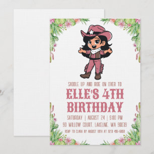 Invitation cartons d'invitation d'anniversaire de cowgirl wes