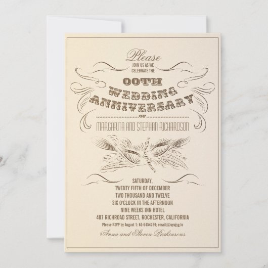 Invitation cartons d'invitation d'anniversaire de mariage vie (Devant)