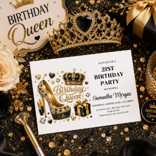 Invitation Cartons d'invitation d'anniversaire de reine en or