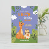 Invitation Cartons d'invitation d'anniversaire dinosaure Fête (Debout devant)