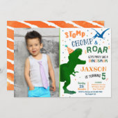 Invitation Cartons d'invitation d'anniversaire Dinosaure T-Re (Devant / Derrière)