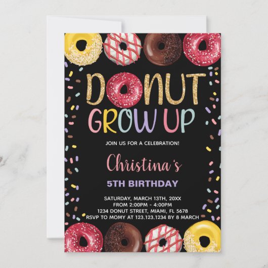 Invitation Cartons d'invitation d'anniversaire Donut Jaune No (Devant)