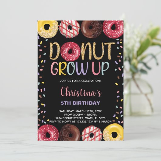 Invitation Cartons d'invitation d'anniversaire Donut Jaune No (Debout devant)