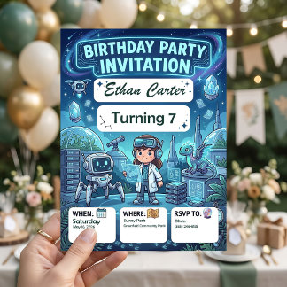 Invitation Cartons d'invitation d'anniversaire pour jeune sci