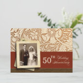 Invitation Cartons d'invitation de 50e anniversaire dorés élé (Debout devant)