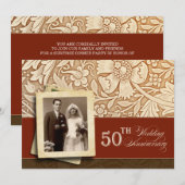 Invitation Cartons d'invitation de 50e anniversaire en or élé (Devant / Derrière)