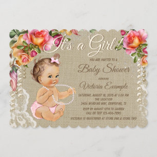 Invitation Cartons d'invitation de Baby Shower en toile de ju