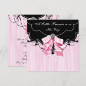 Invitation Cartons d'invitation de Baby Shower Princesse Noir (Devant / Derrière)