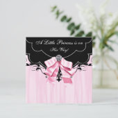 Invitation Cartons d'invitation de Baby Shower Princesse Noir (Debout devant)