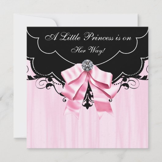 Invitation Cartons d'invitation de Baby Shower Princesse Noir (Devant)