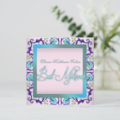 Invitation Cartons d'invitation de Bat Mitzvah bleu sarcelle (Debout devant)