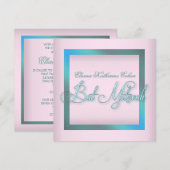 Invitation Cartons d'invitation de Bat Mitzvah bleu sarcelle (Devant / Derrière)