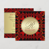 Invitation Cartons d'invitation de dîner de fête Rouge Satin (Devant / Derrière)