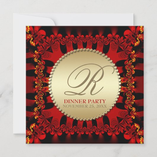 Invitation Cartons d'invitation de dîner de fête Rouge Satin (Devant)