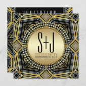 Invitation Cartons d'invitation de dîner géométriques dorés A (Devant / Derrière)