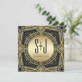 Invitation Cartons d'invitation de dîner géométriques dorés A (Debout devant)