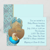 Invitation Cartons d'invitation de douche de bébé garçon bleu (Devant / Derrière)